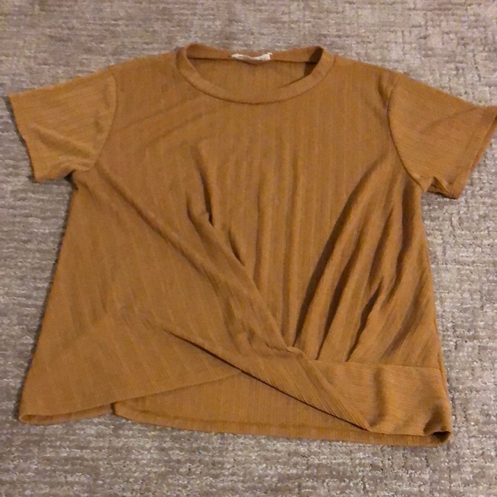 All in Favor Gold Ribbed Blouse